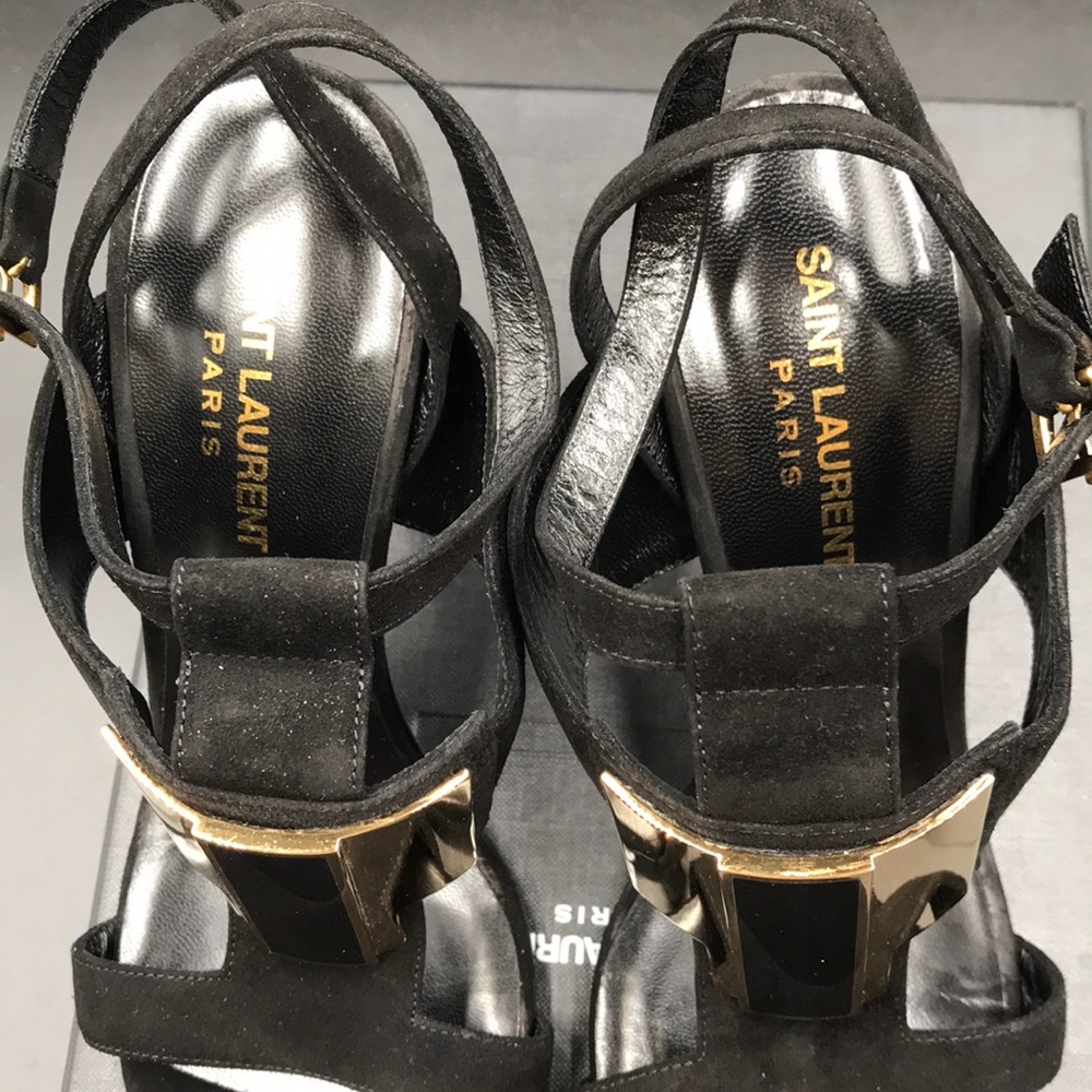 YSL SAINT LAURENT Paris Kid Scamosciato Blk Gold - Picture 4 of 8